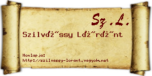 Szilvássy Lóránt névjegykártya