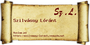 Szilvássy Lóránt névjegykártya